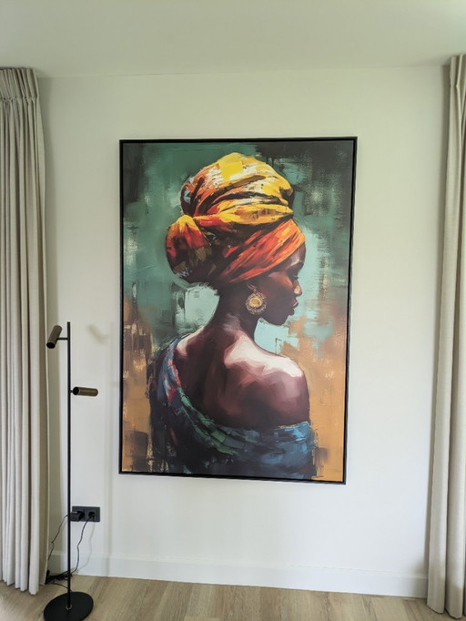 Kunstwerk Abstrakte Schönheit von Afrika 115 x 170 auf Leinwand mit schwarzem Holzrahmen