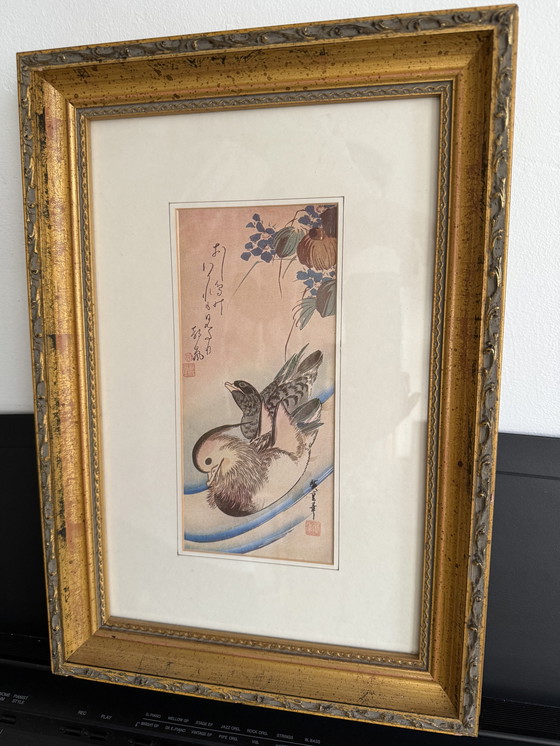 Image 1 of Coppia di stampe Hiroshige vintage con cornice - Arte giapponese su blocchi di legno