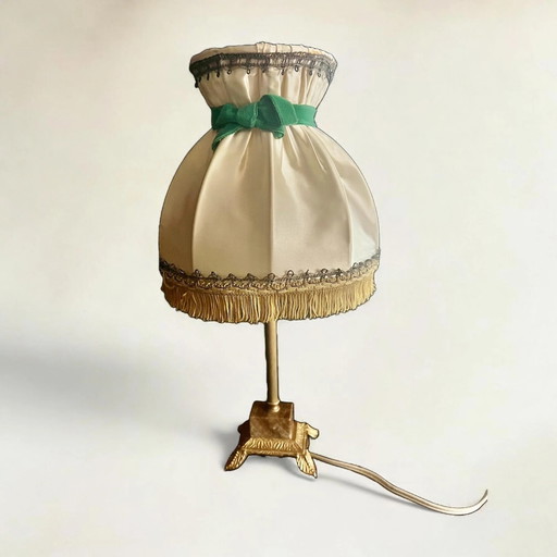 Zeldzame! Mid Century, Rockabilly Tafellamp met messing voet en marmeren basis, zeer goede originele staat, jaren 50
