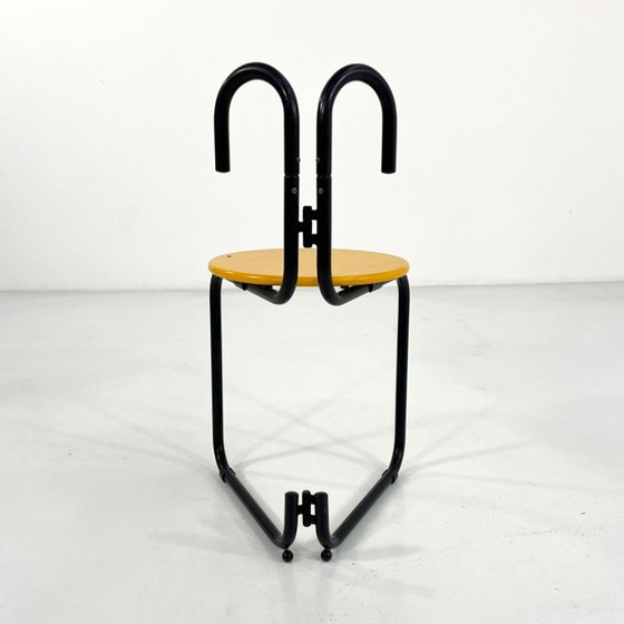 Image 1 of Silla Binda negra y amarilla de Luca Leonori y Stefano Stefani para Pallucco, década de 1980