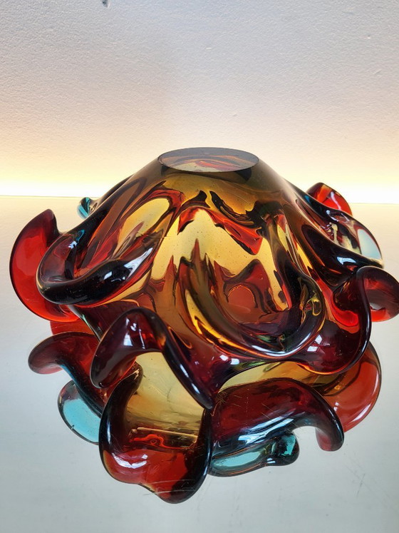 Image 1 of Bol de cristal multicolor de Murano, técnica Somserso, Italia, década de 1970.