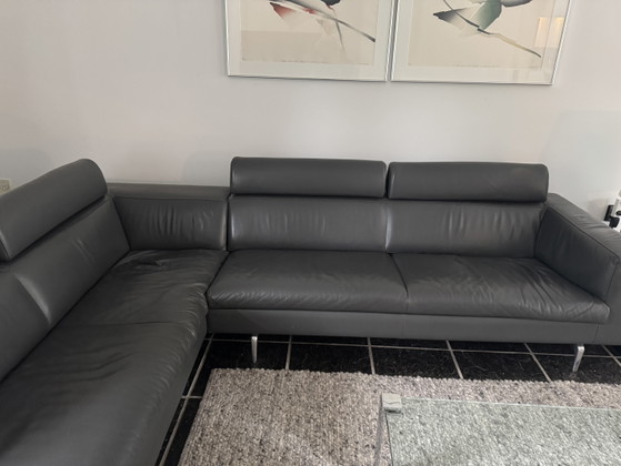 Leolux Horatio 6-Sitzer Ecksofa mit separatem Hocker – Leather, Metal (photo 4 of 7)