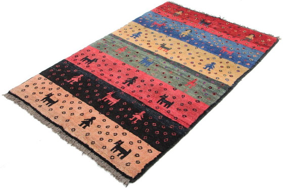 Image 1 of Alfombra oriental persa original Gabbeh Ghashghai, 162 cm x 105 cm, antigua, natural