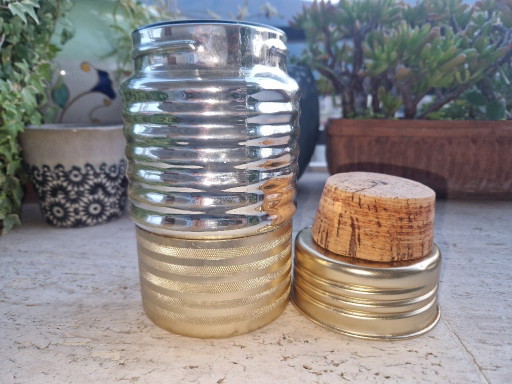 Thermoskanne aus Glas und Aluminium aus den 1960er Jahren