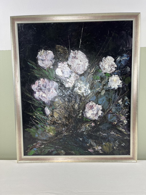 Schilderij van een boeket bloemen