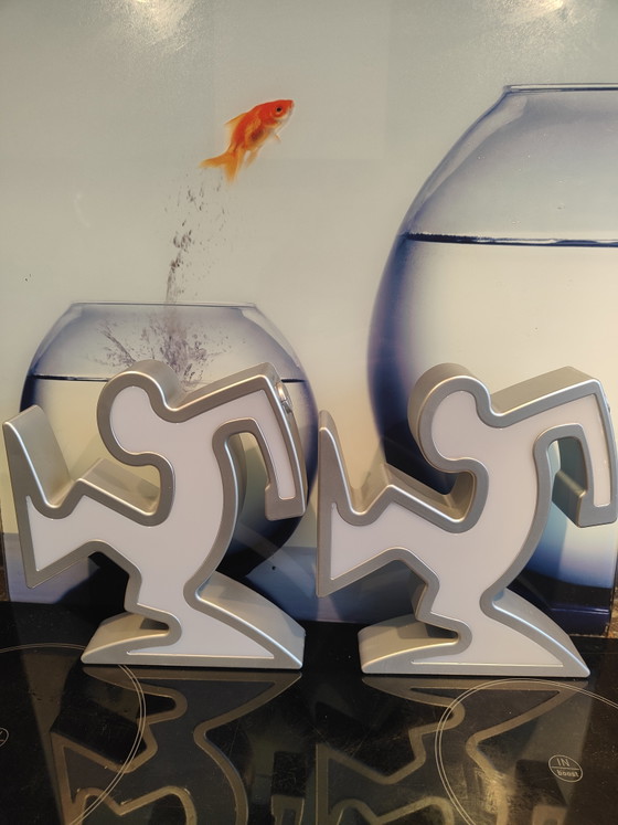 Image 1 of La Linea - Lampe d'après Osvaldo Cavandoli, Keith Haring - Lot de 2 1990