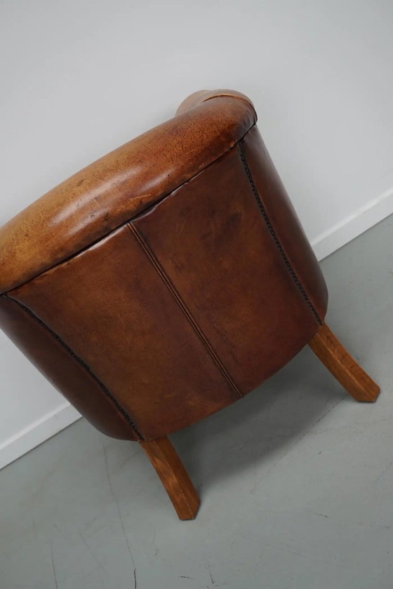 Image 1 of Vintage Nederlandse cognackleurige leren clubfauteuil