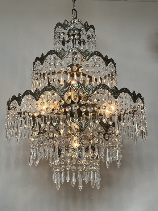 Vintage kristallen art nouveau stijl kroonluchter hanglamp