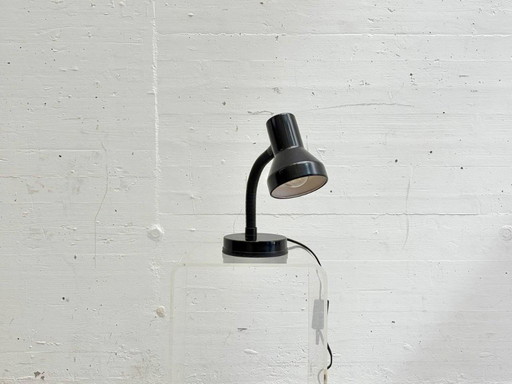 Zwarte vintage tafellamp met flexibele zwanenhals, jaren 70