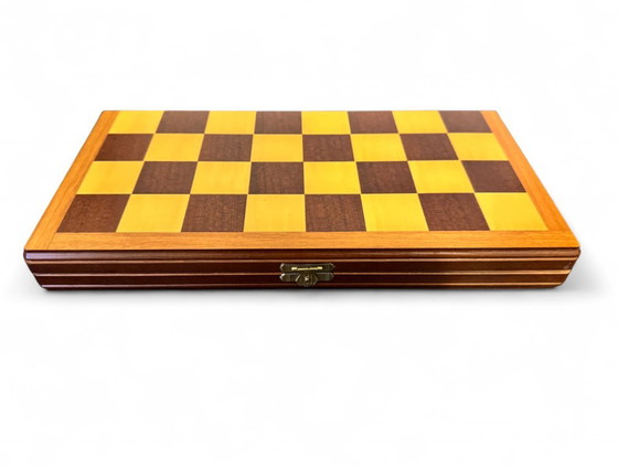 Hölzernes Schach- und Dame-Set, Didatto, Dekorative Objekte, Holz, Braun, Vintage (Foto 4 von 7)