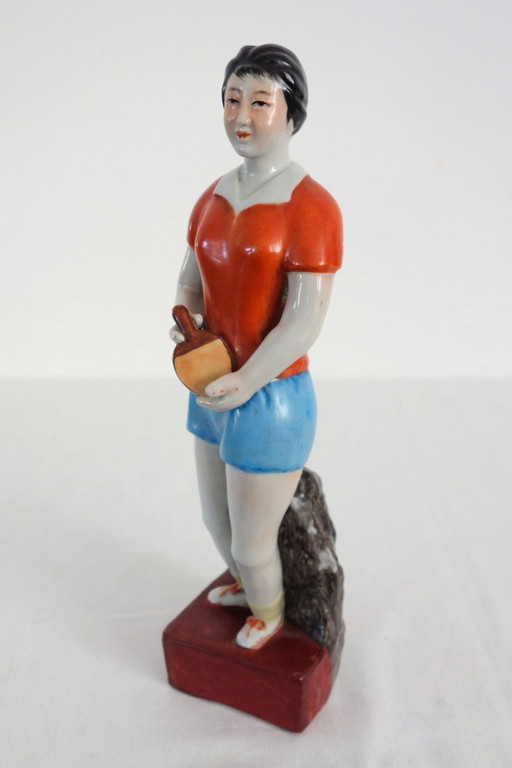 Estatua femenina de porcelana china con forma de galleta - Revolución Cultural n.° 10