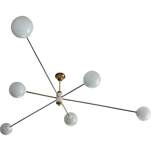 Vintage-Kronleuchter aus Messing und Glas, 1960