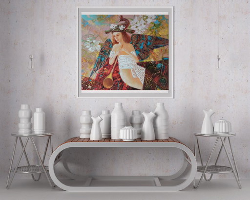 Original Oil Painting Abstract Figurative Girl Nika – schilderijen tekeningen, Canvas (photo 2 of 10)