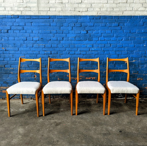4x midcentury Danish chair, boucle upholstery