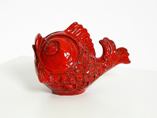 Beautiful 1960s ceramic fish money box by Aldo Londi for Bitossi Italy