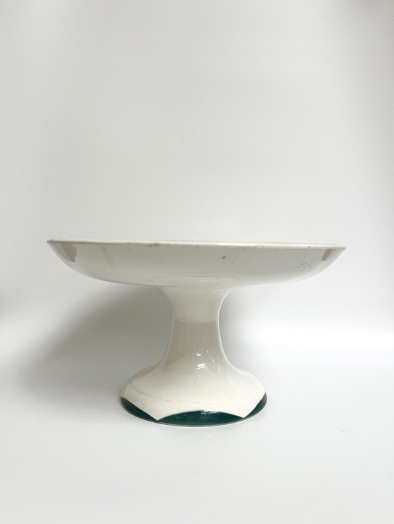 Image 1 of Vintage Sarreguemines voetstukschaal – bloemendecor – Frankrijk, jaren 50