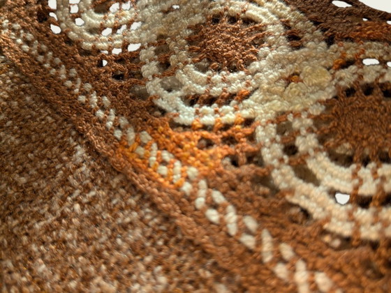 Image 1 of Vintage placemat with brown and white pattern – 1960s/70s, 30x30 cm