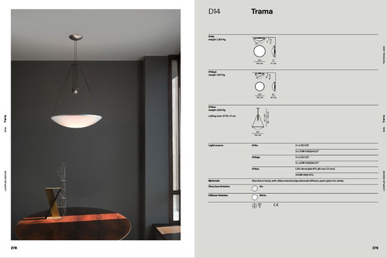 Image 1 of wie neu! Luceplan TRAMA Designer Pendelleuchte, Deckenlampe von Luciano Balestrini & Paolo Longhi, höhenverstellbar, Italien