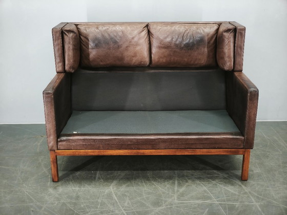 Image 1 of JK 922 Wagon Ledersofa von Jørgen Kastholm, Dänemark, 1960er Jahre