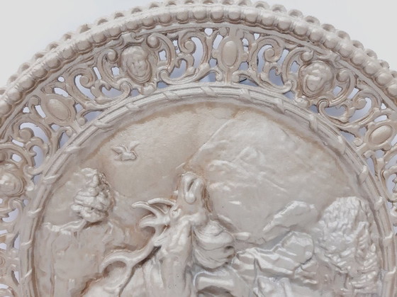 Image 1 of Vintage wandplaquette, jachtscène, ornamenten