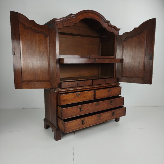 Image 1 of Dutch 18th Century Oak Cabinet – “Diaper Cabinet”