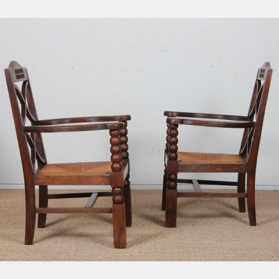 Image 1 of Pair of armchairs in the style of Charles Dudouyt, 1950