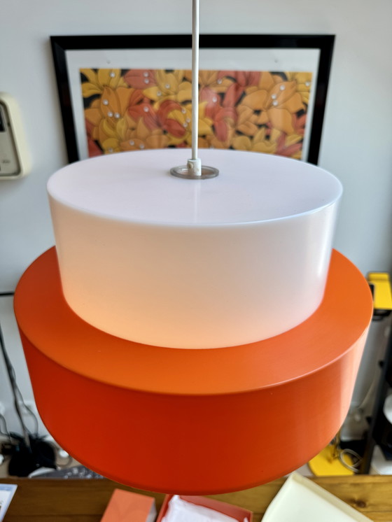 Image 1 of Uno & Östen Kristiansson für Luxus Vintage Pendelleuchte 'Cylindus' Schweden 1970er | Mid Century Modern Deckenleuchte