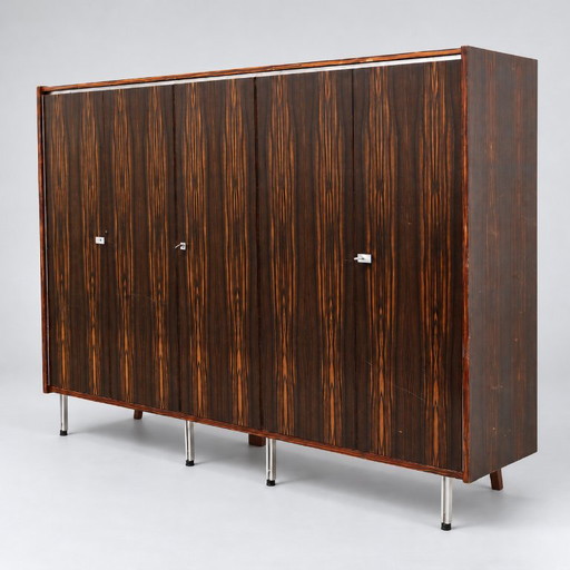 Large vintage design wardrobe with hanging and shelving sections from the 1960s