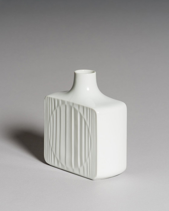 Image 1 of Architectural Pairing: Two White Porcelain Vases by Fürstenberg, West Germany, 1970s