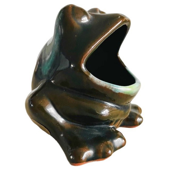 Image 1 of Vintage glazed Canadian ceramic frog with open mouth 1970's