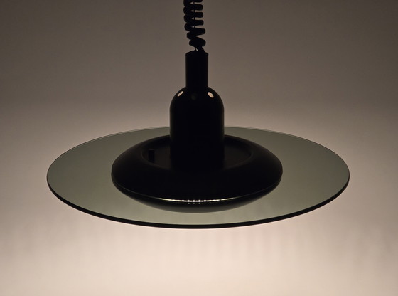 Image 1 of Vintage 1980S Steinhauer Ufo Pendant Lamp With Tinted Glass Disc