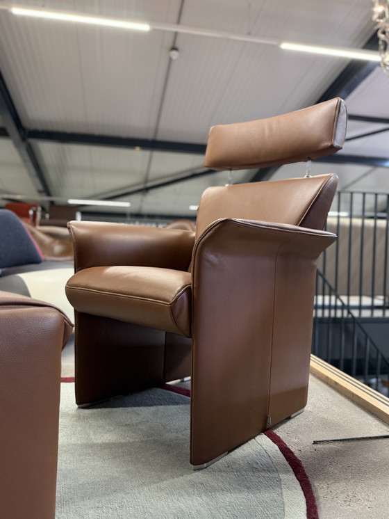Image 1 of Jori Fauteuil Met Hocker Bruin Leer