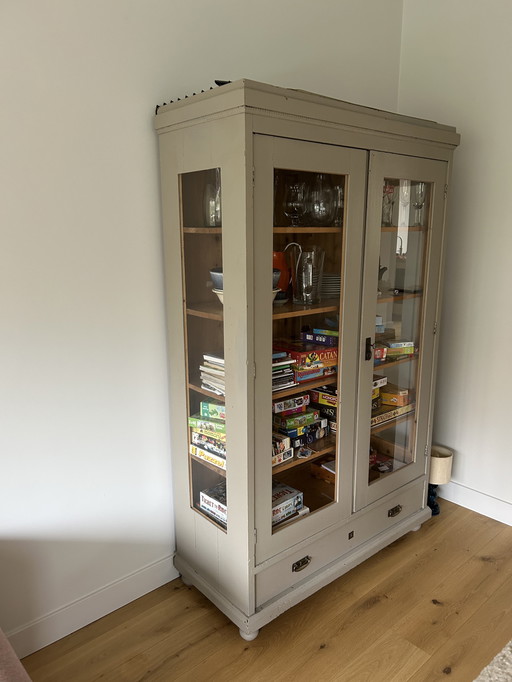 Vintage cabinet wood with glass doors