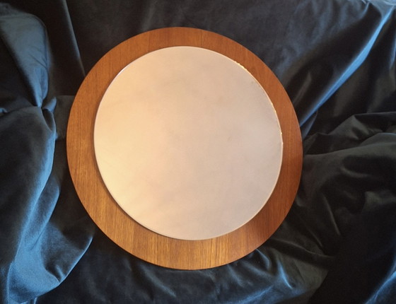 Image 1 of Danish Teak Circular Bevelled Wall Mirror, 1960s