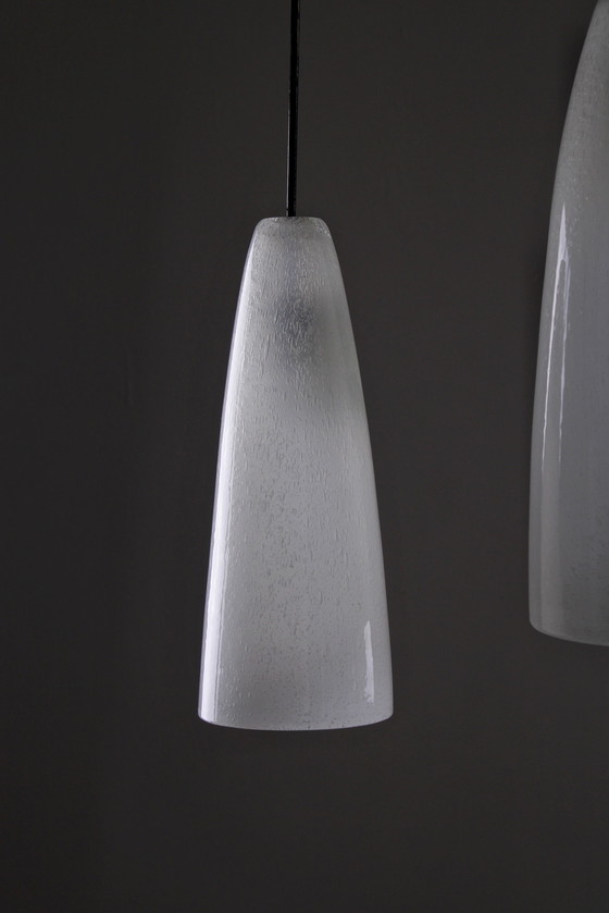 Image 1 of Set Of Three Hanging Lamps In Pelguso Glass, 1950S