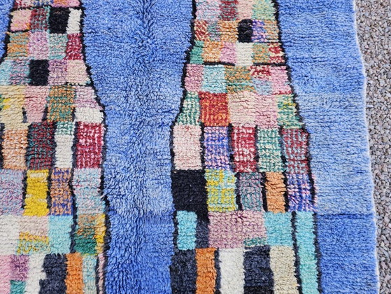 Image 1 of Alfombra marroquí azul bígaro de 3x2 m - Alfombra geométrica pixelada vibrante