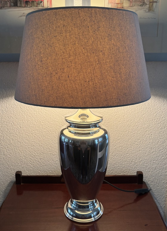 Image 1 of Luxe Franse Étain 95% lampvoet ('80) | Zwaar klassiek-chique designstuk