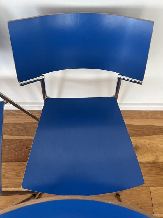 10 sedie impilabili Gijs van der Sluis Quasi Stacking Chairs, colore rosso/blu, laminate con struttura (photo 8 of 15)