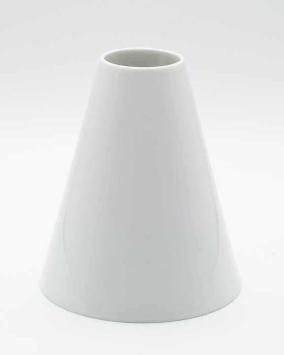 Image 1 of Chic Vintage Rosenthal Plissée Vase Duo Ambrogio Pozzi Minimalist Porcelain Art