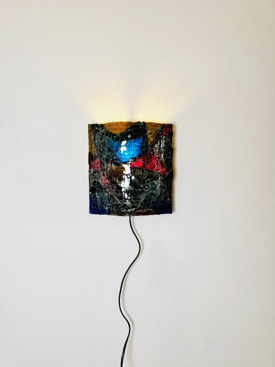 Glass Fused Wall Lamp by Glasstudio Van Tetterode, The Netherlands, 1950s – Wall lights, Aluminium (photo 6 of 7)