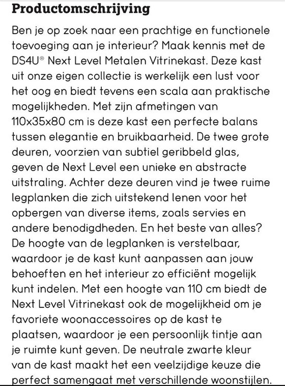 Image 1 of Te koop: DS4U zwart metalen vitrinekast 