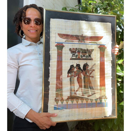 Two signed Egyptian paintings on papyrus – Paintings & Drawings, Other, Paper (photo 3 of 18)