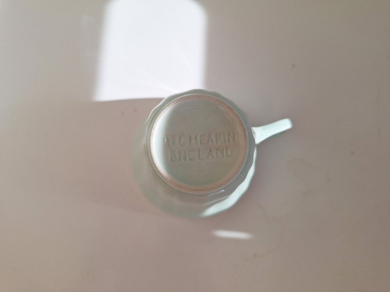 Image 1 of J&G Meakin Porzellan - 6 pastellfarbene Kaffeetassen mit Untertassen