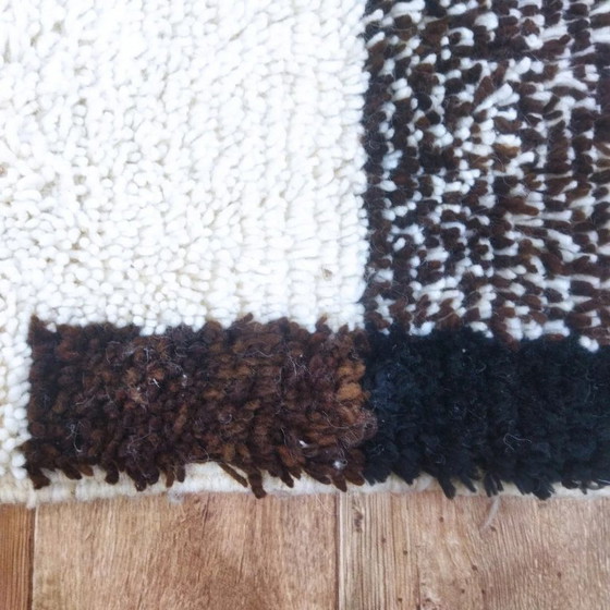 Image 1 of Black & Cream Azilal Rug – Geometric Patterns / Azilal Rug Black and Cream – Geometric Patterns (236×156 cm)