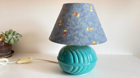 Image 1 of Lampada a sfera in ceramica blu oceano vintage