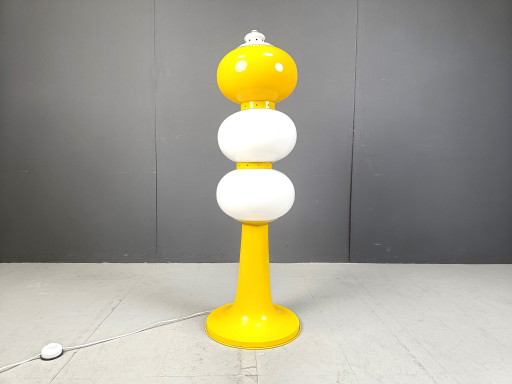 Lampada da terra in vetro italiana di metà secolo, anni '60
