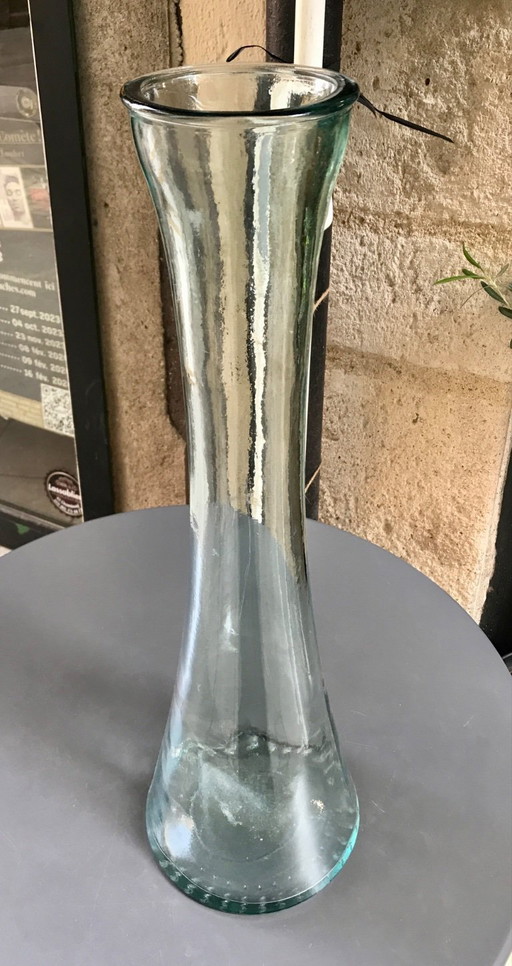 Vase verre recyclé transparent nuances de vert XL