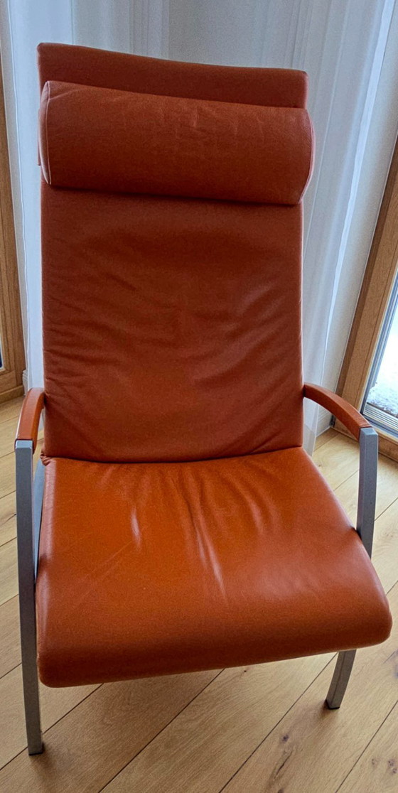 Image 1 of Rolf Benz 2300 Designklassiker in rotorangem Nappaleder – 3er, 2er & Funktionssessel