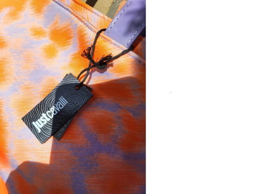 Image 1 of Cavalli Oranje Paarse Strass Handgemaakte Tote Bag