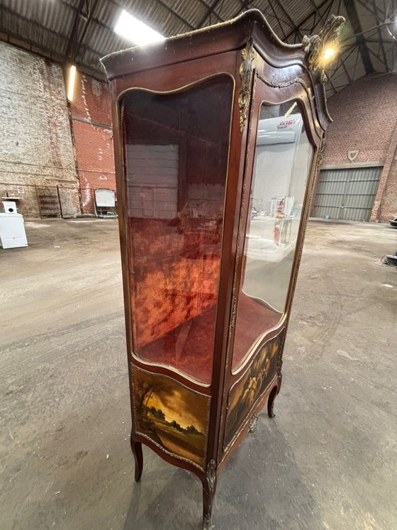 Image 1 of French display cabinet with curved glass